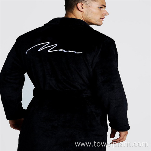 super soft bathrobe men black cotton bathrobe